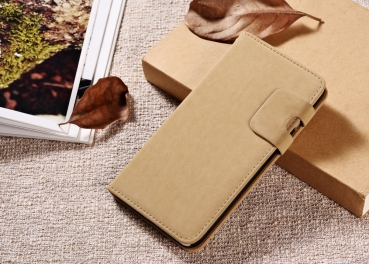 POEGO Luxus Klapphülle Beige für iPhone 6 Plus & 6S Plus